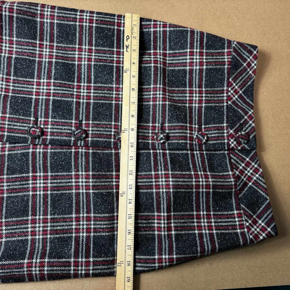 LOFT Gray Red Plaid Tartan A-Line Button Skirt Sz 4 Retro Twee Vintage Preppy - Picture 5 of 9